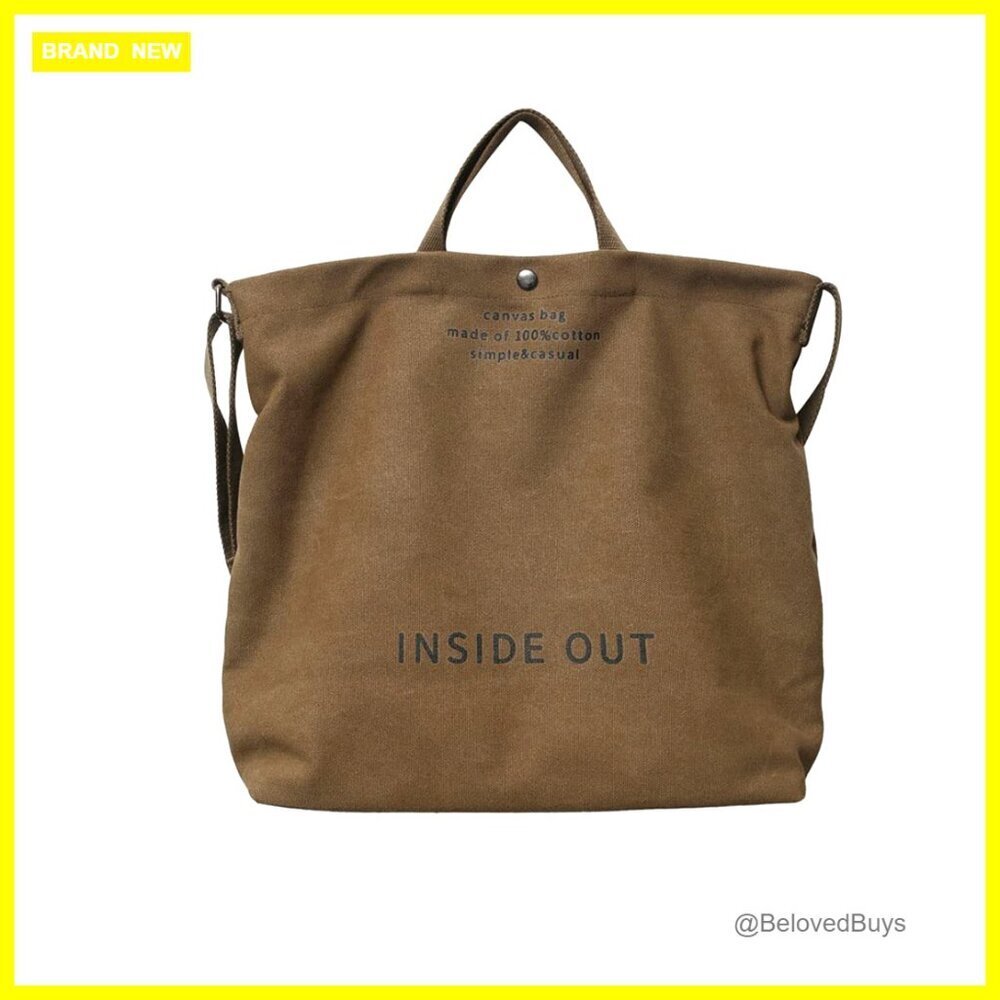 Canvas Tote Bag with Crossbody Strap, Versatile Work and Casual Shoulder Bag